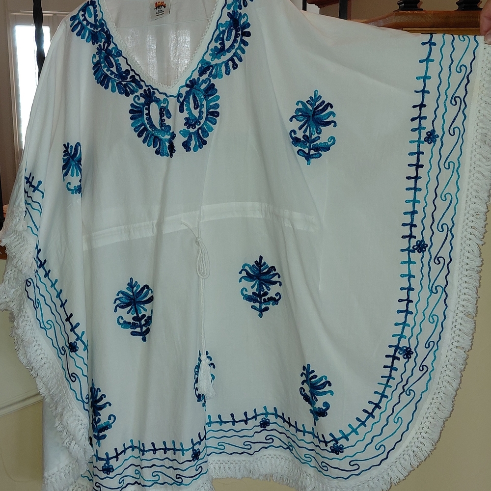 Bohemian Blue Embroidered Women's Tunic